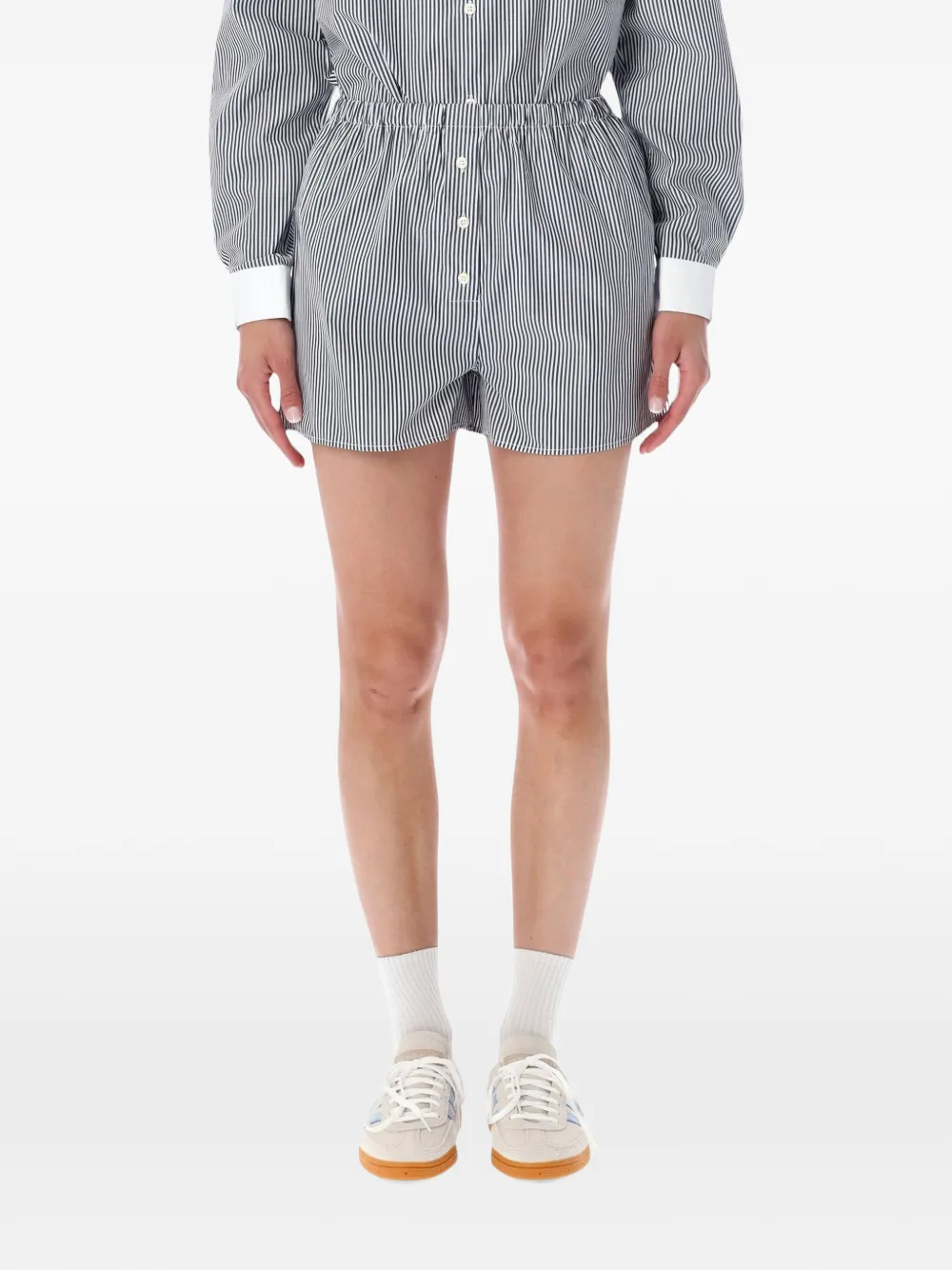 Sporty & Rich vertical-stripe elasticated-waist shorts - Blu