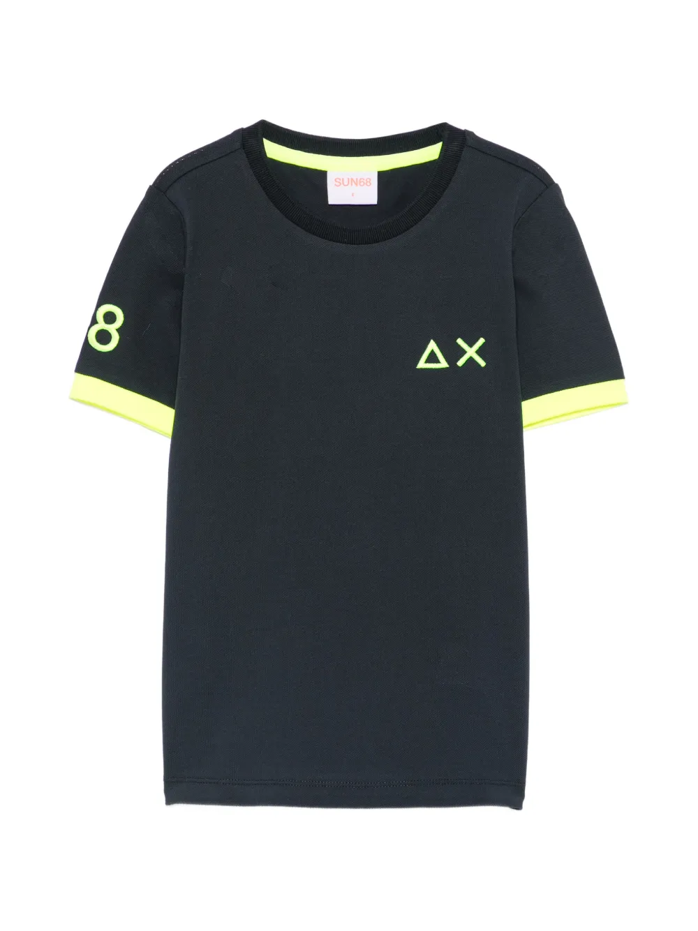 Sun 68 Piqué-t-shirt Mit Logo-stickerei In Blue