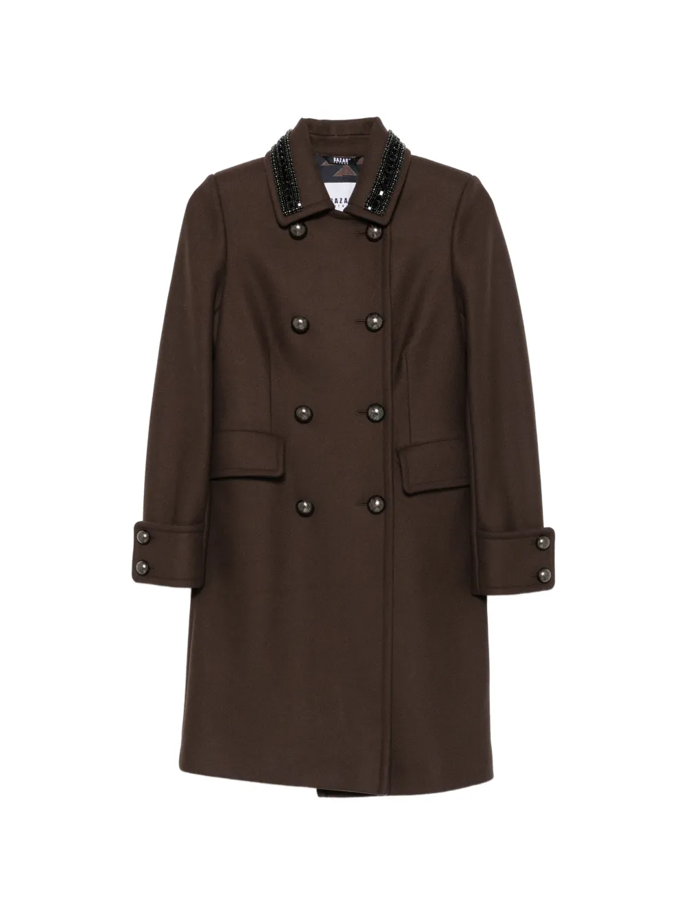 Bazar Deluxe bead-embellishment double-breasted coat - Marrone