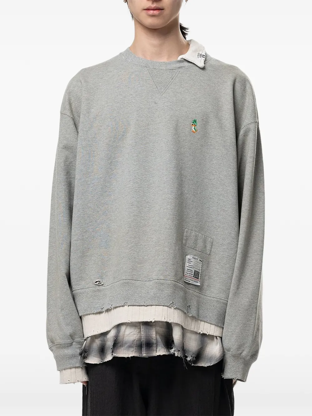 Maison MIHARA YASUHIRO Gerafelde sweater Grijs