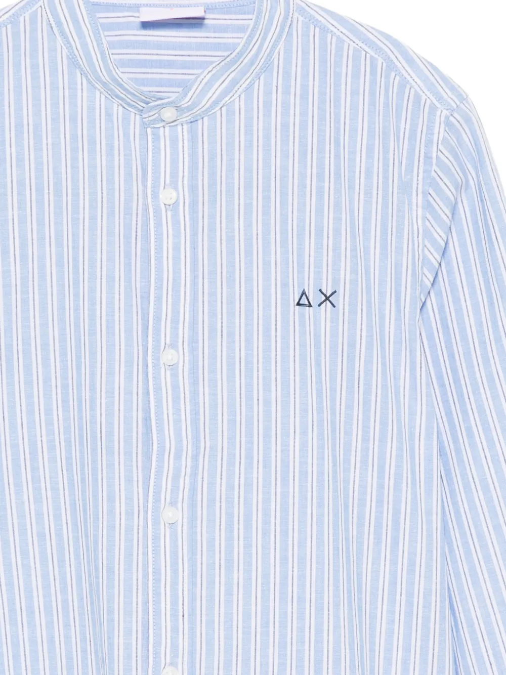 SUN68 KIDS Gestreept shirt met ronde opstaande kraag Blauw