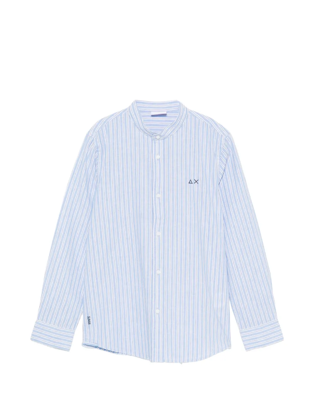 SUN68 KIDS striped mandarin-collar shirt - Blu