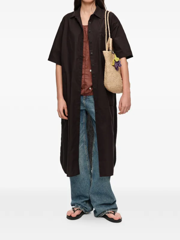 BIMBA Y LOLA Black Cotton Embroidered Shirt Dress | Black