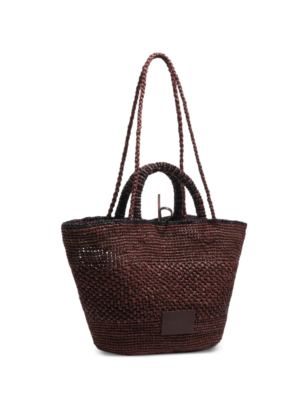 Bimba y Lola large woven logo-patch shoulder bag - Braun