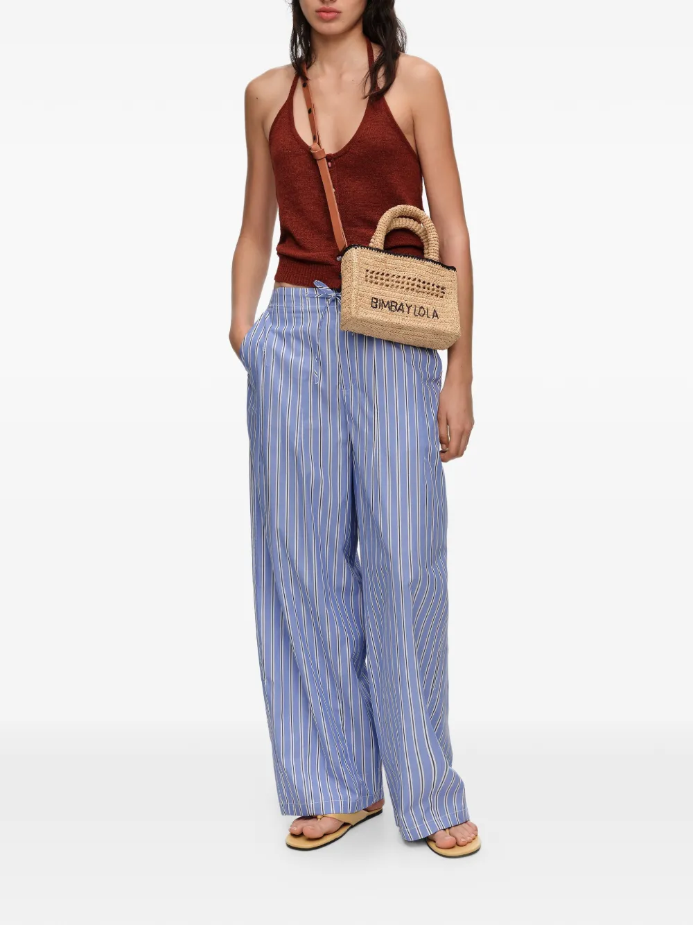 BIMBA Y LOLA Raffia gevlochten mini-tas Beige