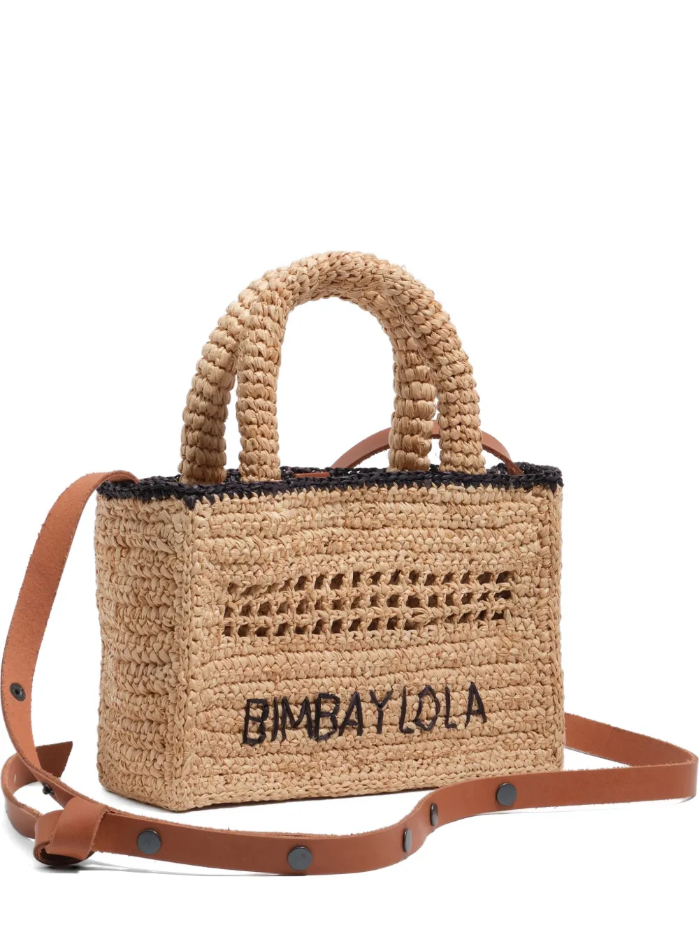 Bimba y Lola mini woven logo-embroidered tote bag - Nude