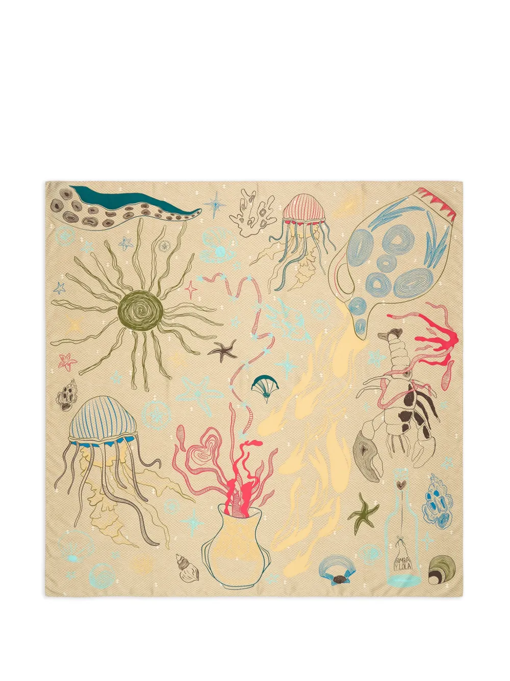 BIMBA Y LOLA Schal mit Marineprint - Nude