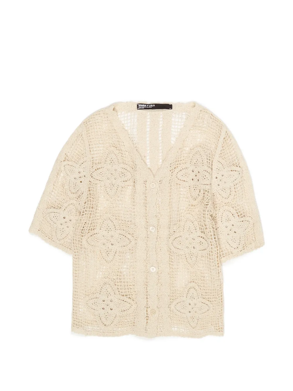 Bimba y Lola crochet-knit floral-motif cardigan - Nude
