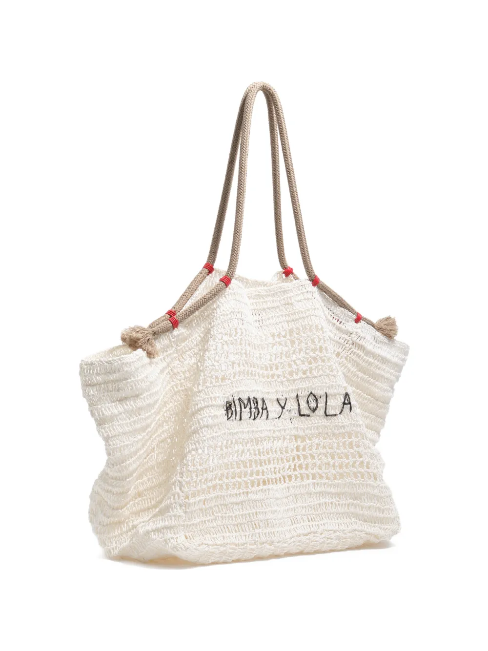 Bimba y Lola large woven tote bag - Nude