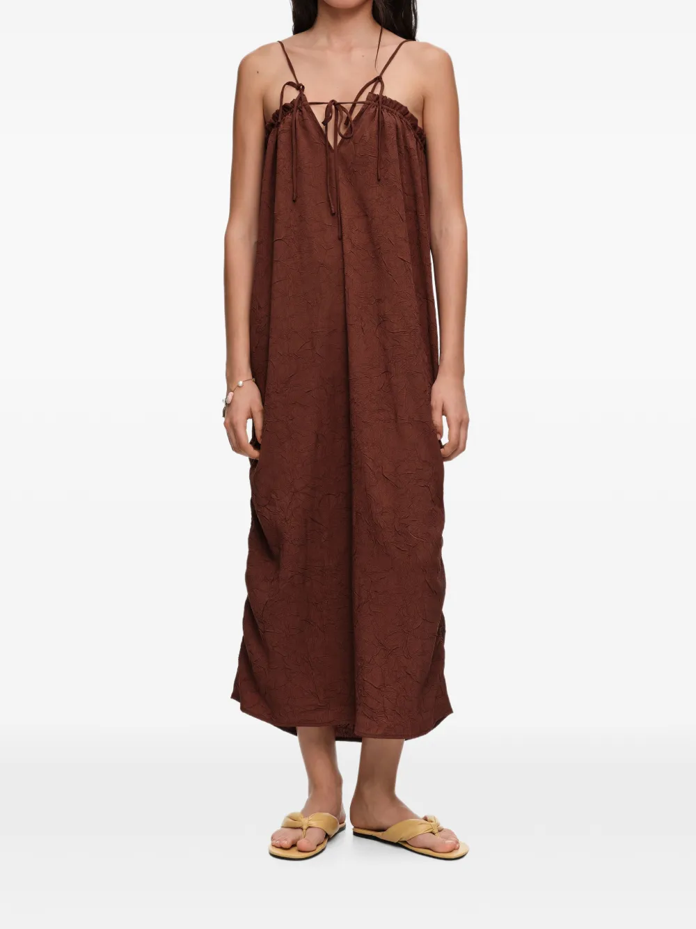 BIMBA Y LOLA Midi-jurk met verstelbare bandjes Bruin