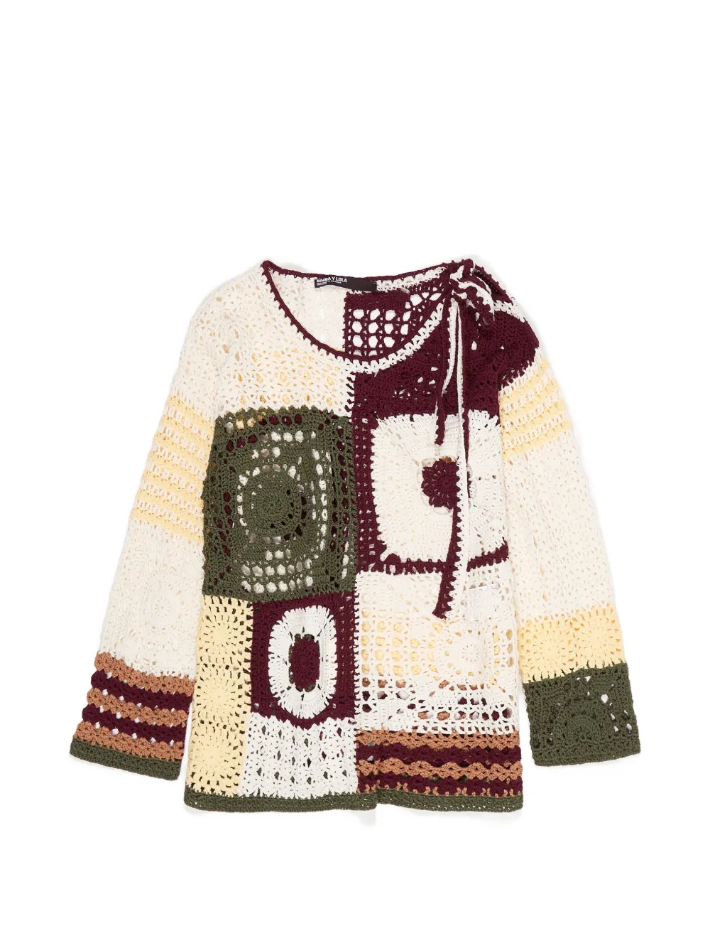 Bimba y Lola crochet-knit patchwork sweater - Verde