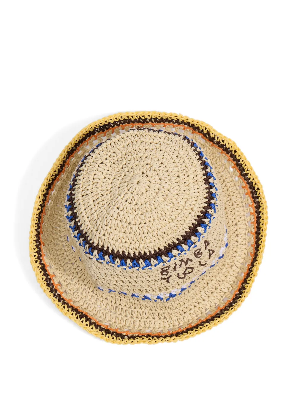 BIMBA Y LOLA Raffia hoed met veelkleurige strepen Beige