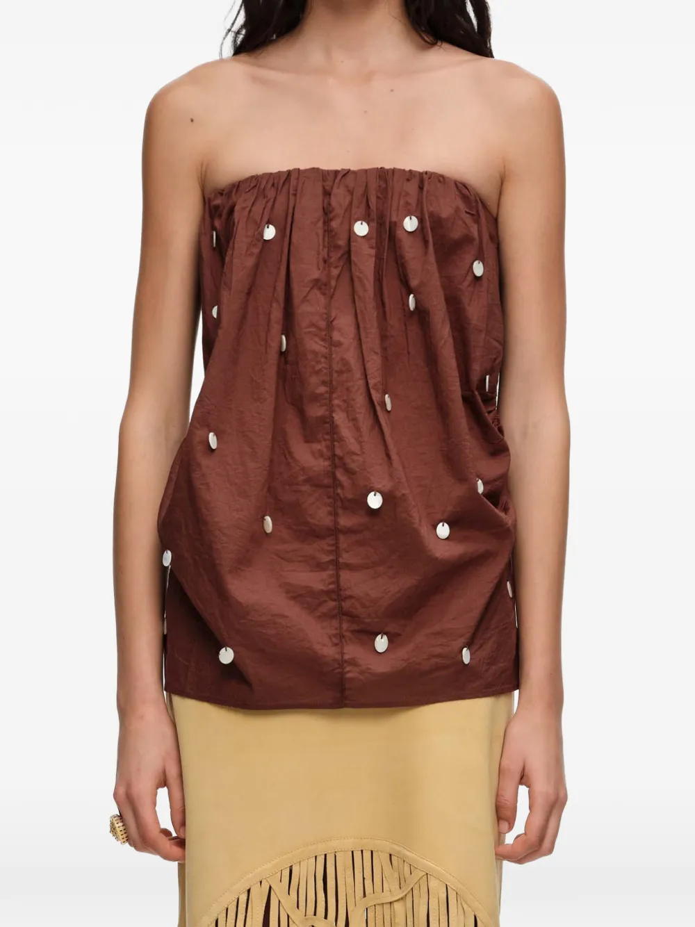 BIMBA Y LOLA Gesmockte top met pailletten Bruin