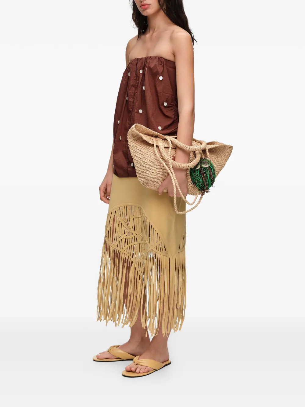 BIMBA Y LOLA Gesmockte top met pailletten Bruin