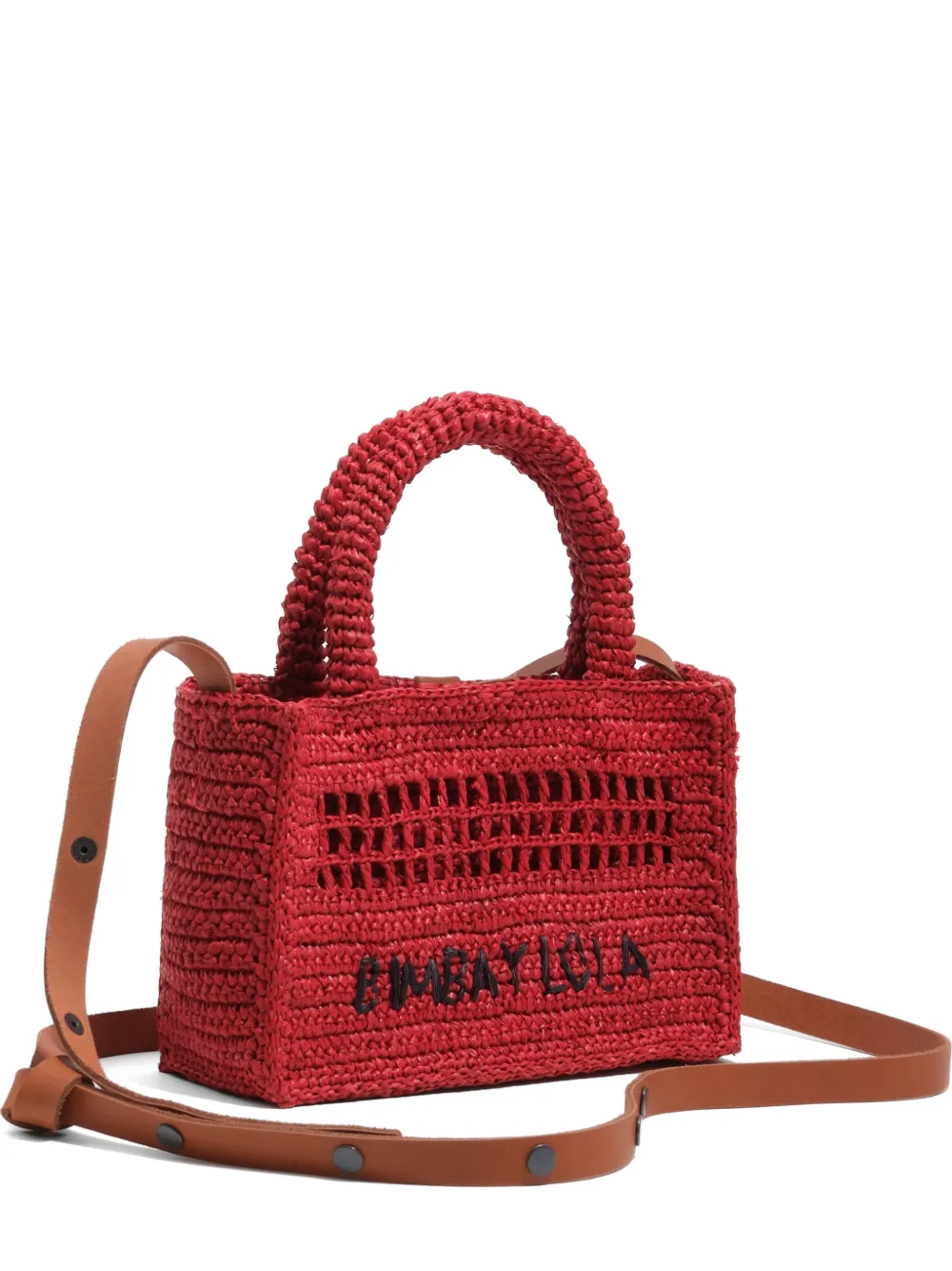 Bimba y Lola logo-embroidered woven mini bag - Rosso