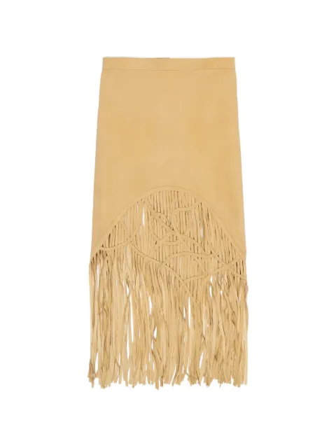 Bimba y Lola — fringe-detail suede skirt