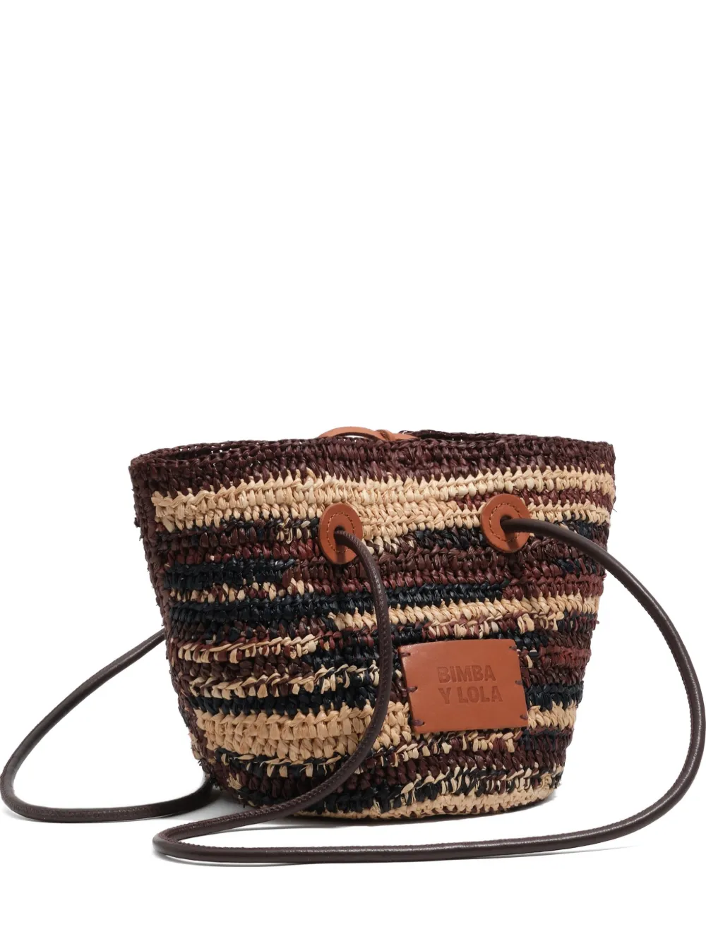 Bimba y Lola small raffia shoulder bag - Marrone