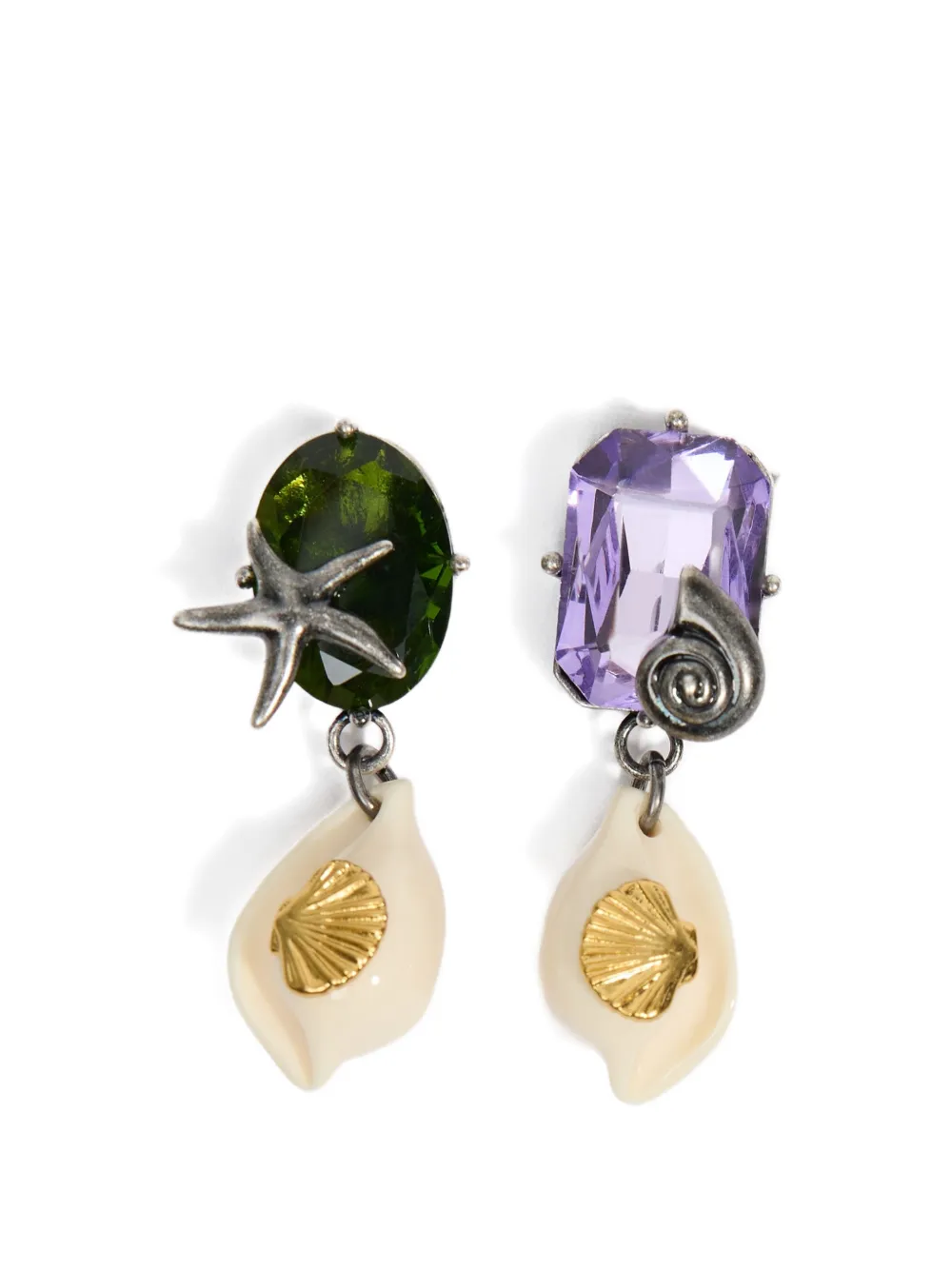 Bimba y Lola Crystals and Seashell drop earrings - Argento