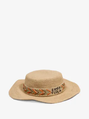 Maje x Blanca Miró Raffia Hat With Printed Ribbon | Neutrals  display picture 2