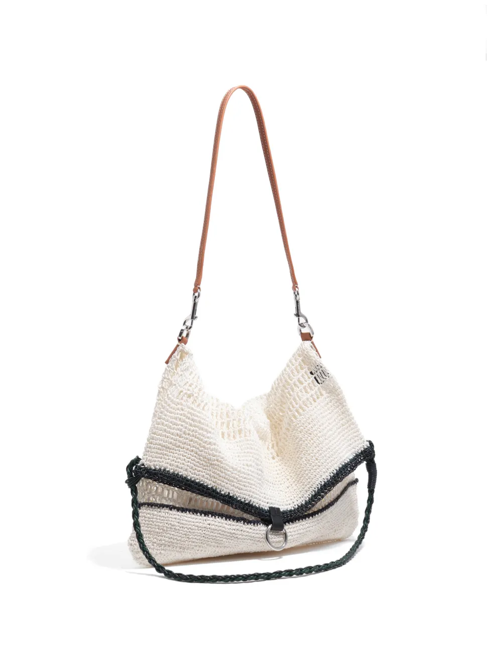 BIMBA Y LOLA Medium schoudertas met raffia-effect Wit