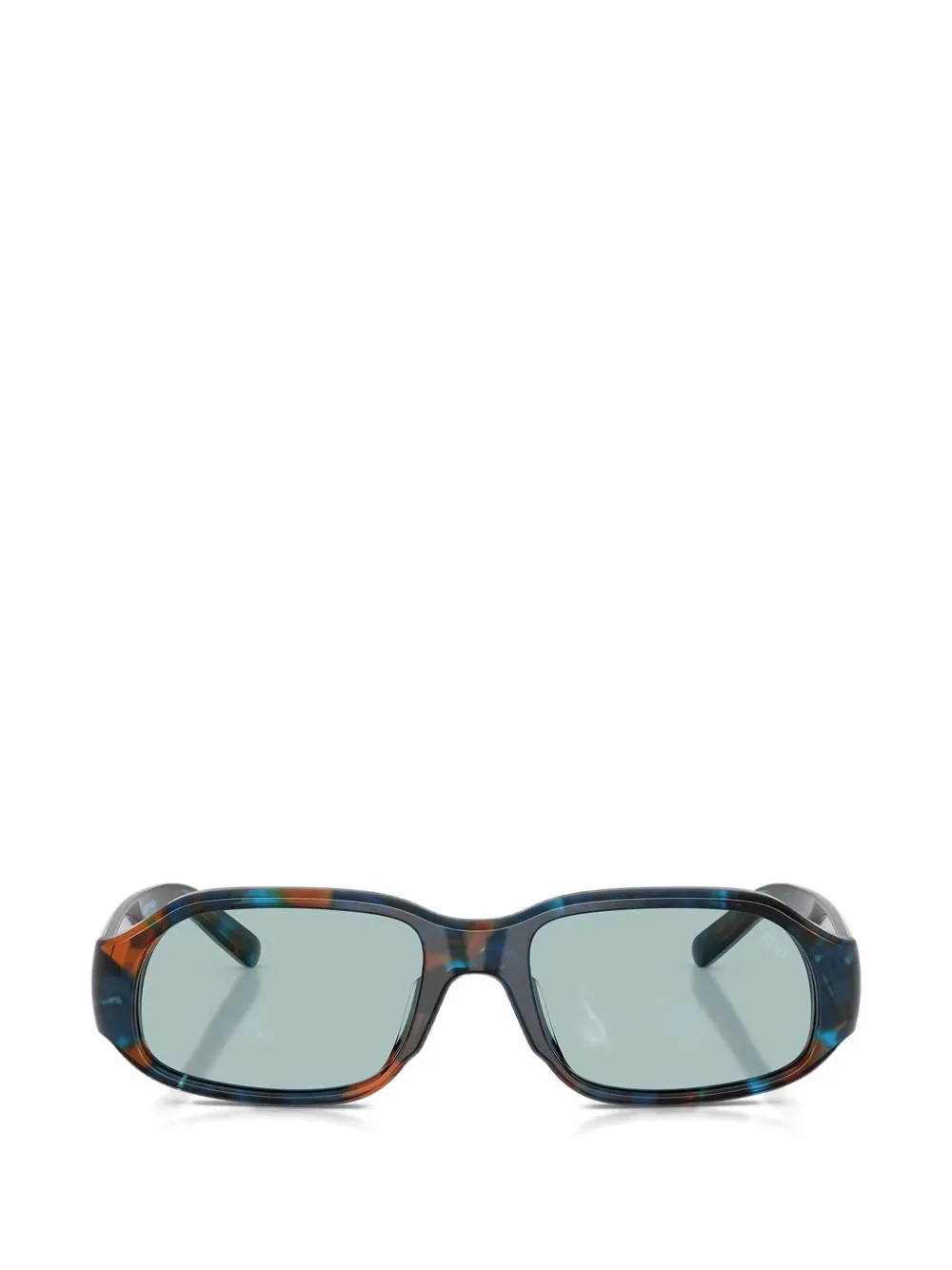 Diesel tortoiseshell-effect rectangle-frame sunglasses - Blau