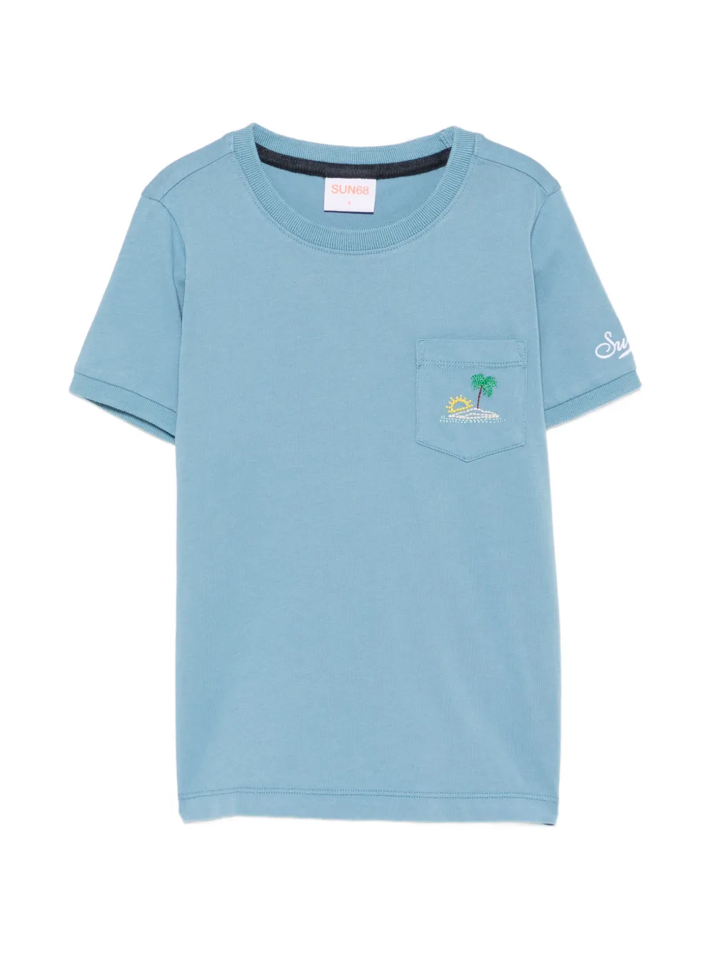 SUN68 KIDS embroidered-pocket T-shirt - Blu