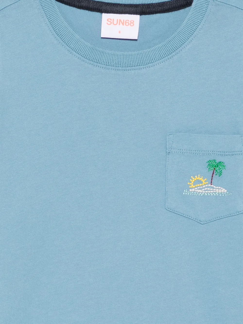 SUN68 KIDS T-shirt met geborduurde zak Blauw