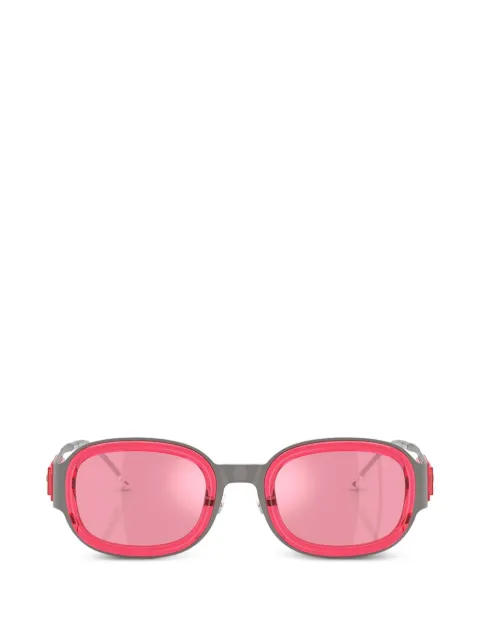 Diesel logo-plaque oval-frame sunglasses