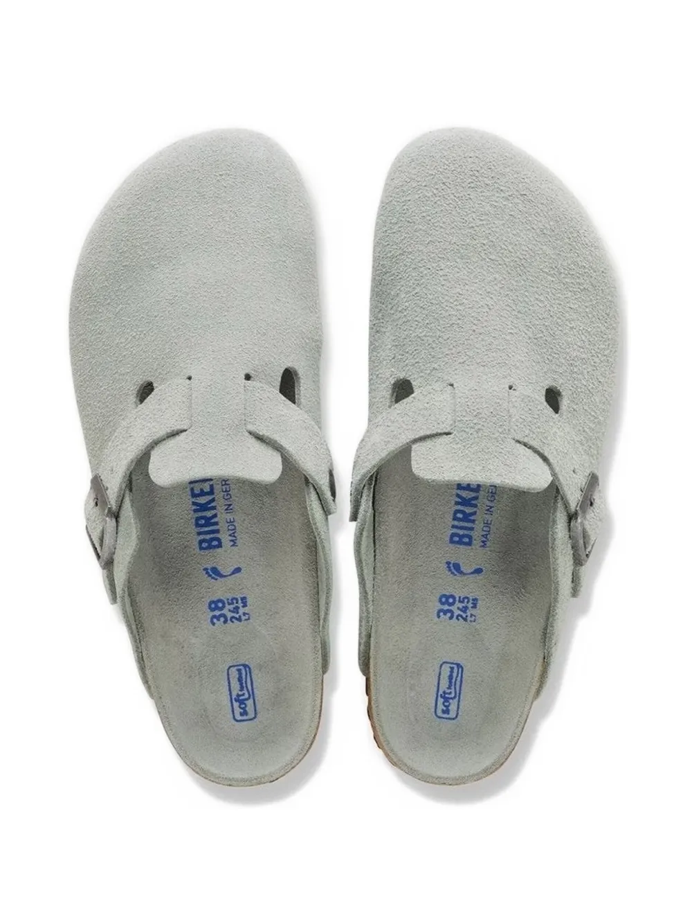 Birkenstock Boston buckle-fastening suede mules Grijs