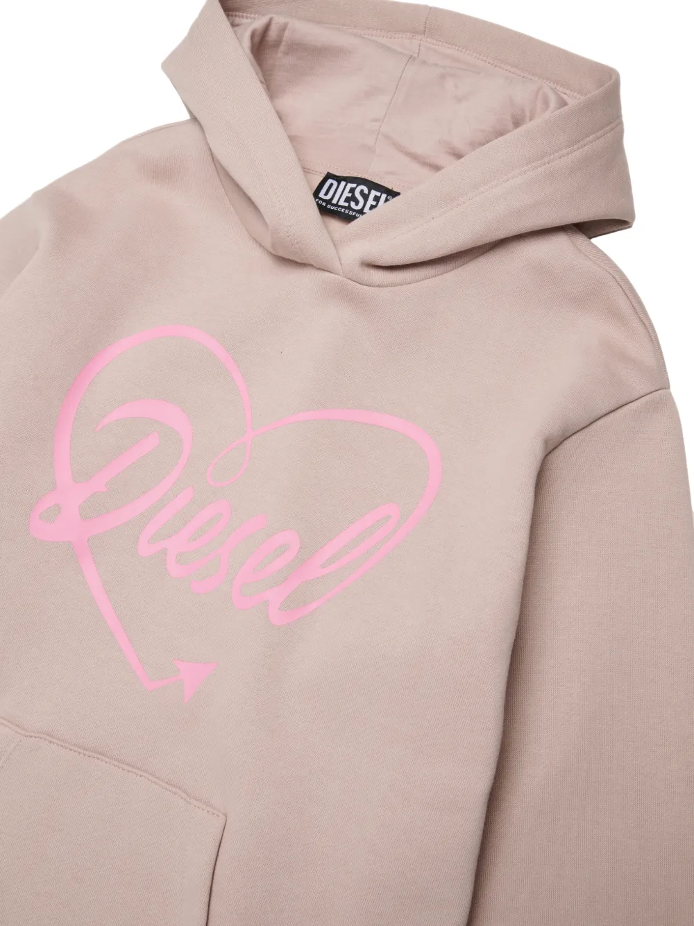 Diesel Kids Jurk met capuchon en logoprint Roze