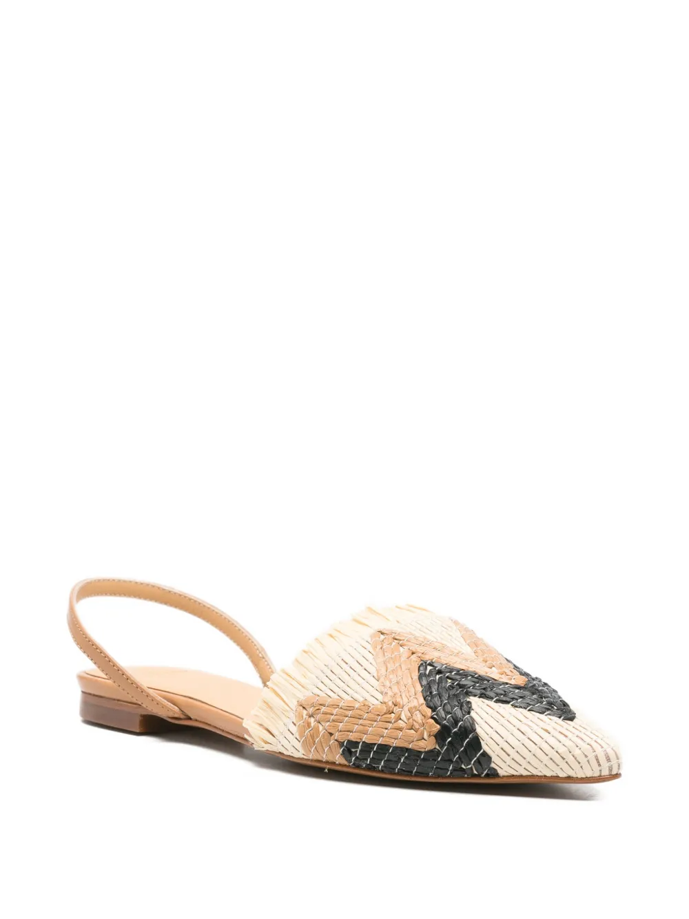 Castañer Geweven raffia slingback ballerina's Beige