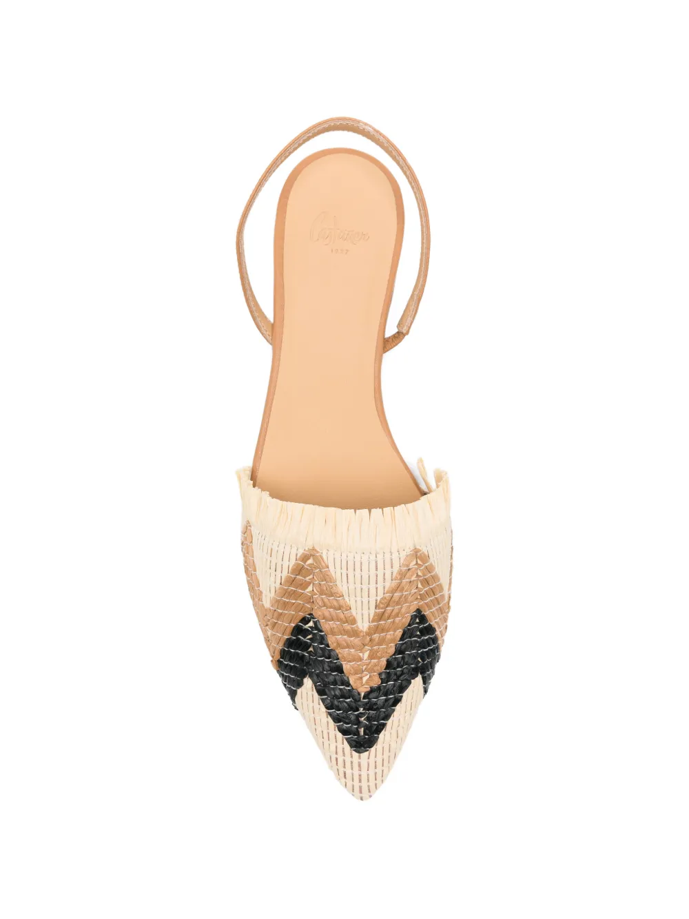 Castañer Geweven raffia slingback ballerina's Beige