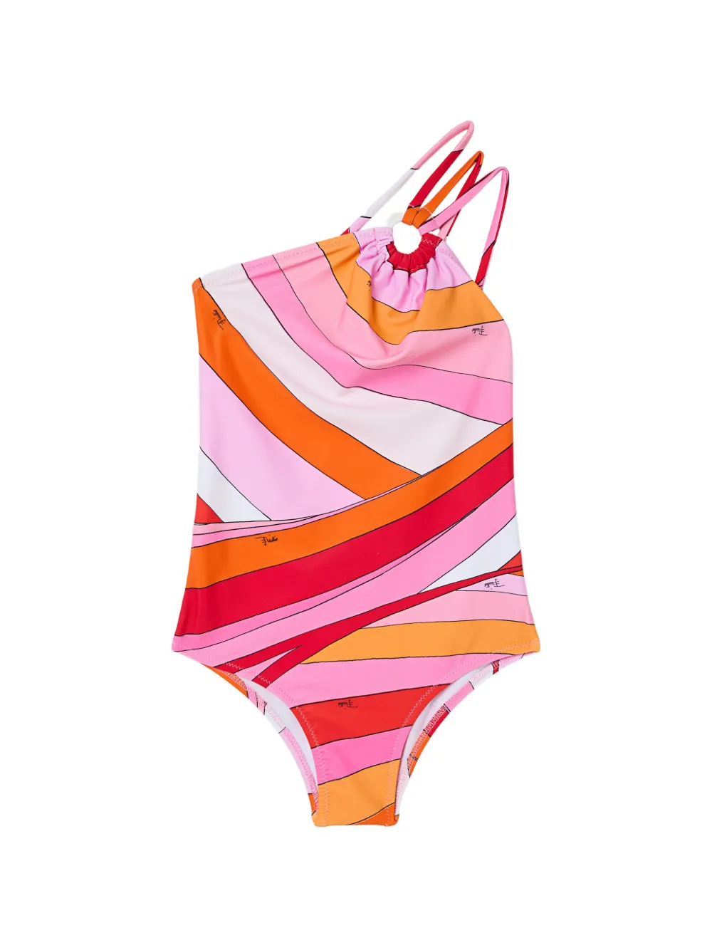PUCCI Junior one-shoulder Iride print one-piece swimsuit - Rosa