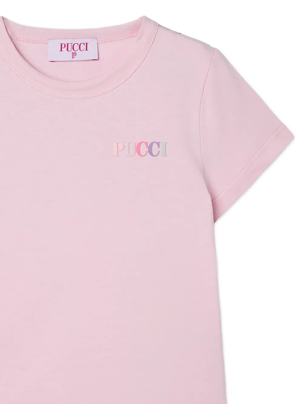 PUCCI Junior Geborduurd T-shirt met logo en ruches Roze