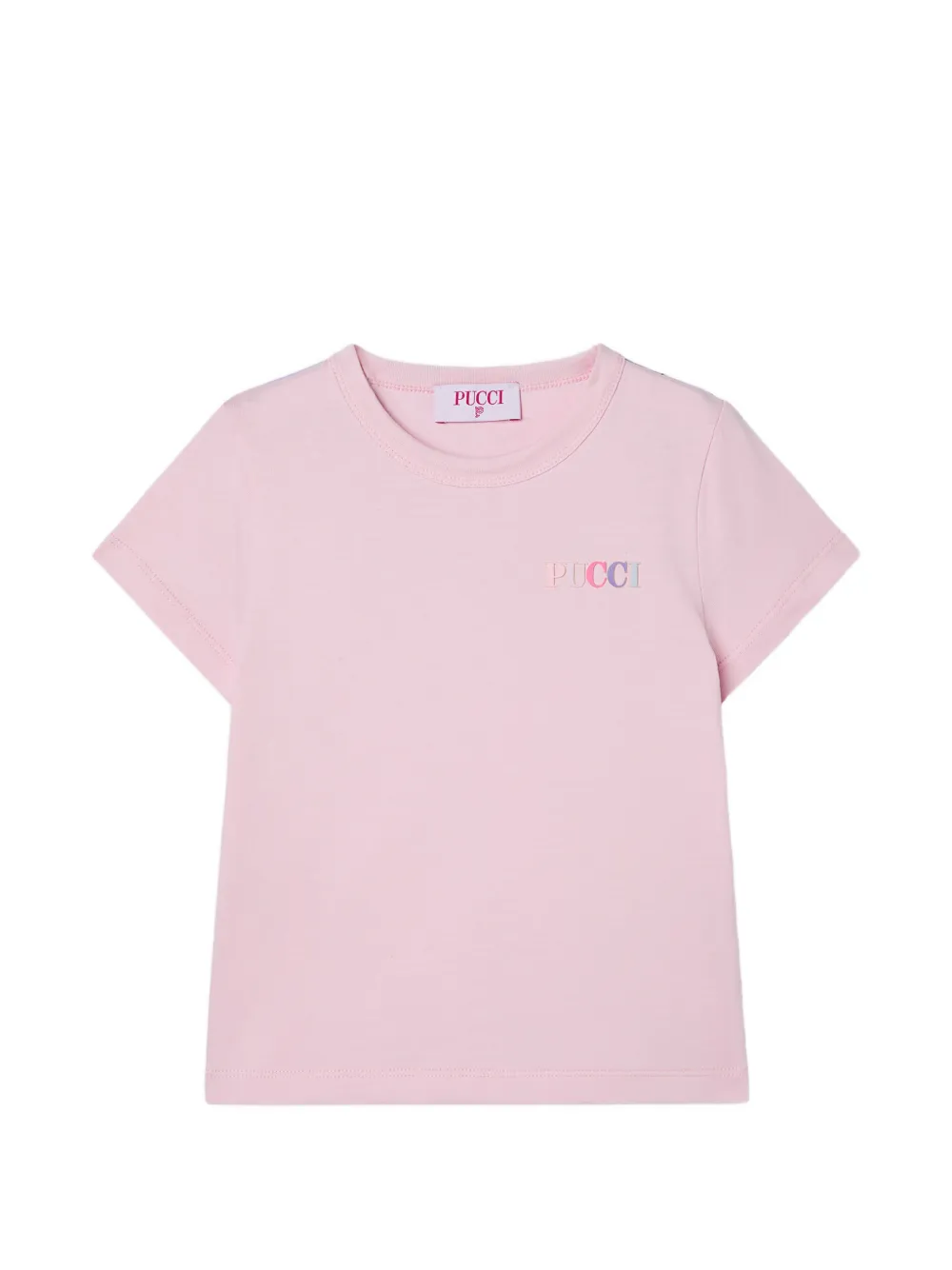 PUCCI Junior embroidered T-shirt with logo and ruffle - Rosa
