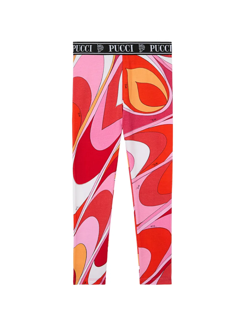 PUCCI Junior Onde print leggings with waistband - Rosso