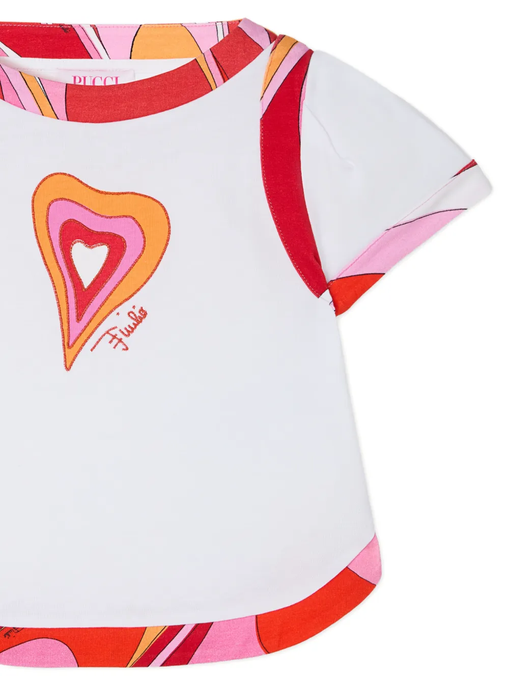 PUCCI Junior T-shirt met bedrukte rand Wit