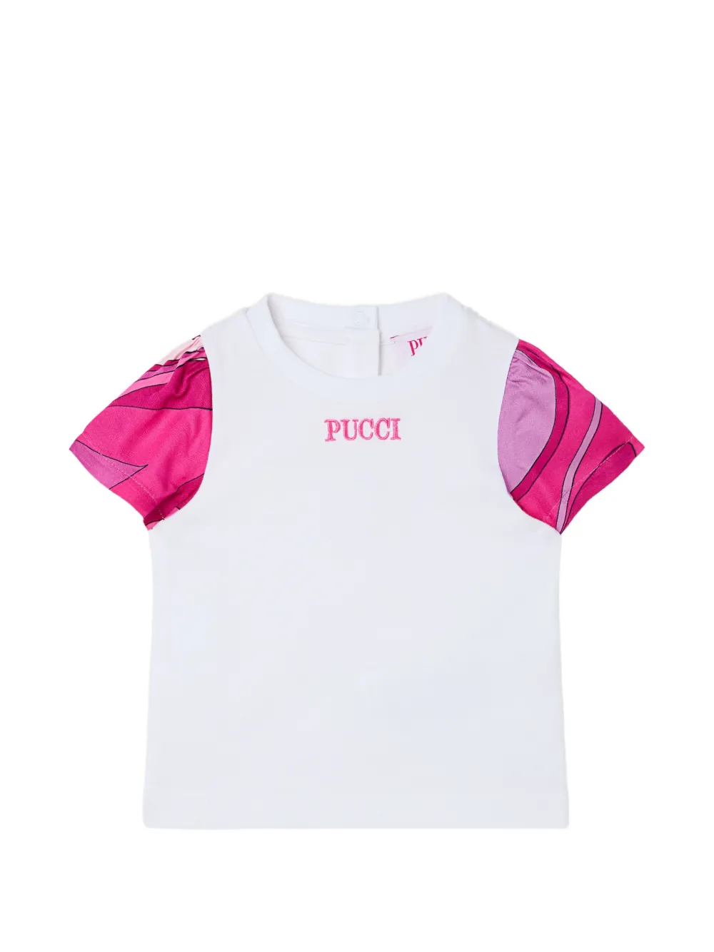 PUCCI Junior T-shirt with logo and printed sleeves - Bianco