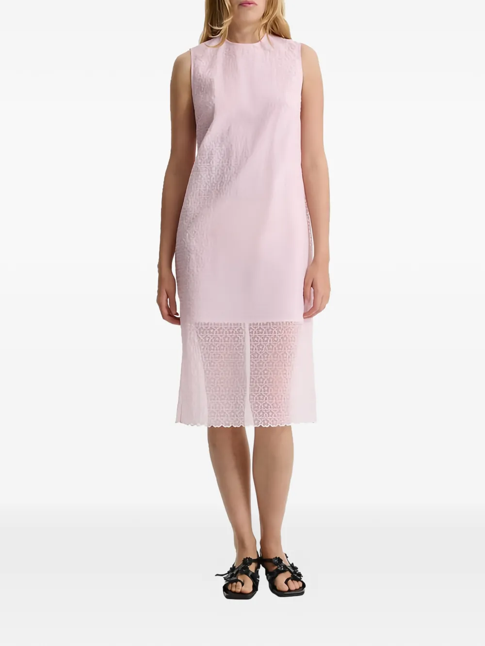 Cecilie Bahnsen Abito midi smanicato a fiori - Rosa