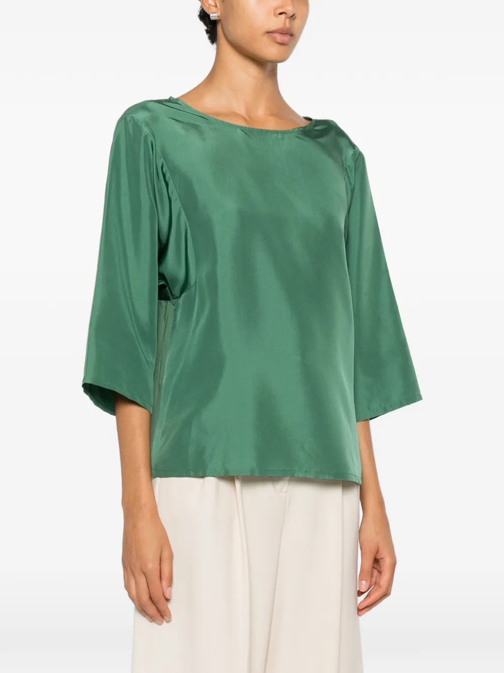  Weekend Max Mara Boat-neck Silk Top - Verde 