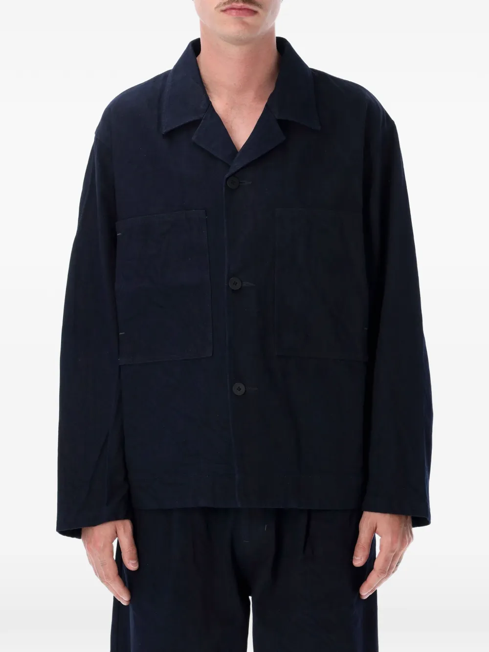 Still by Hand patch-pocket button-up jacket - Blu