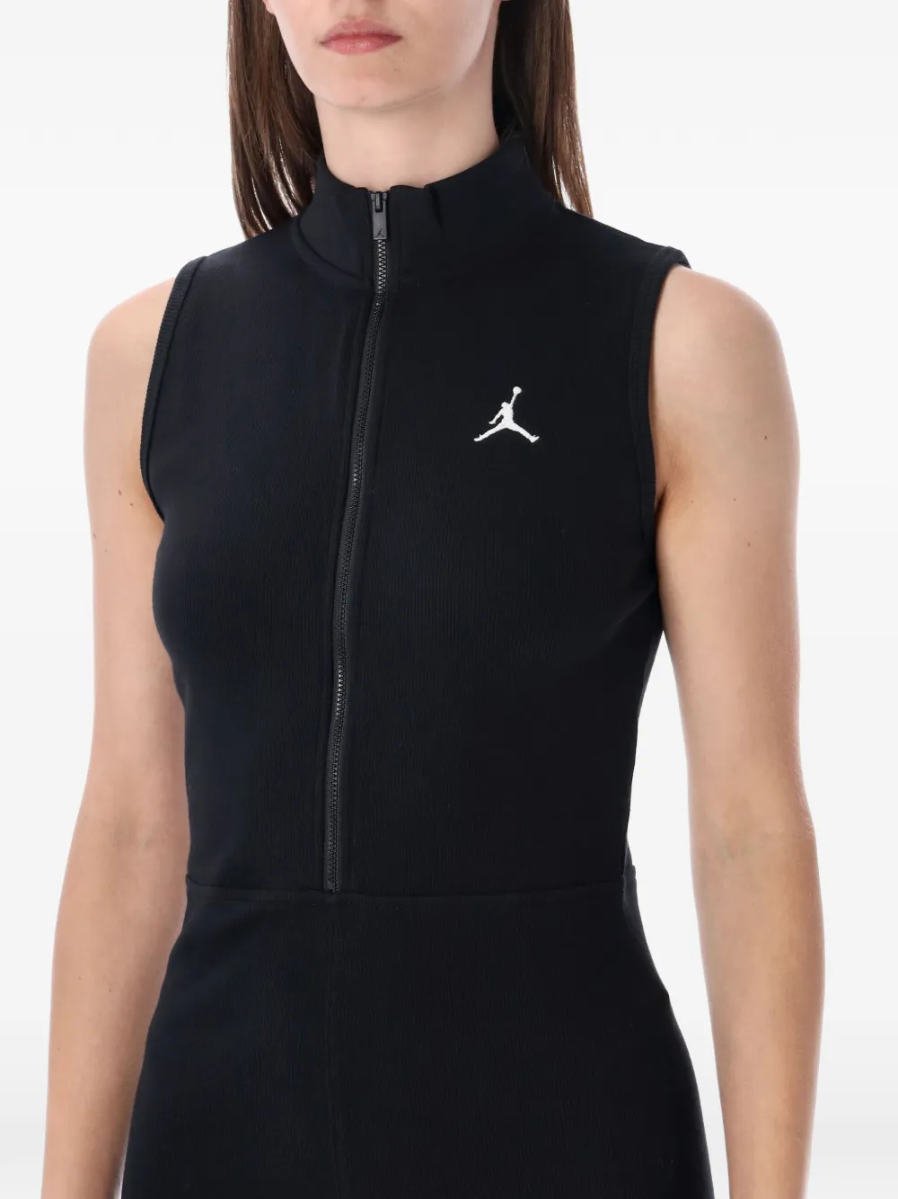 Jordan Brooklyn jumpsuit met rits en logoprint Zwart