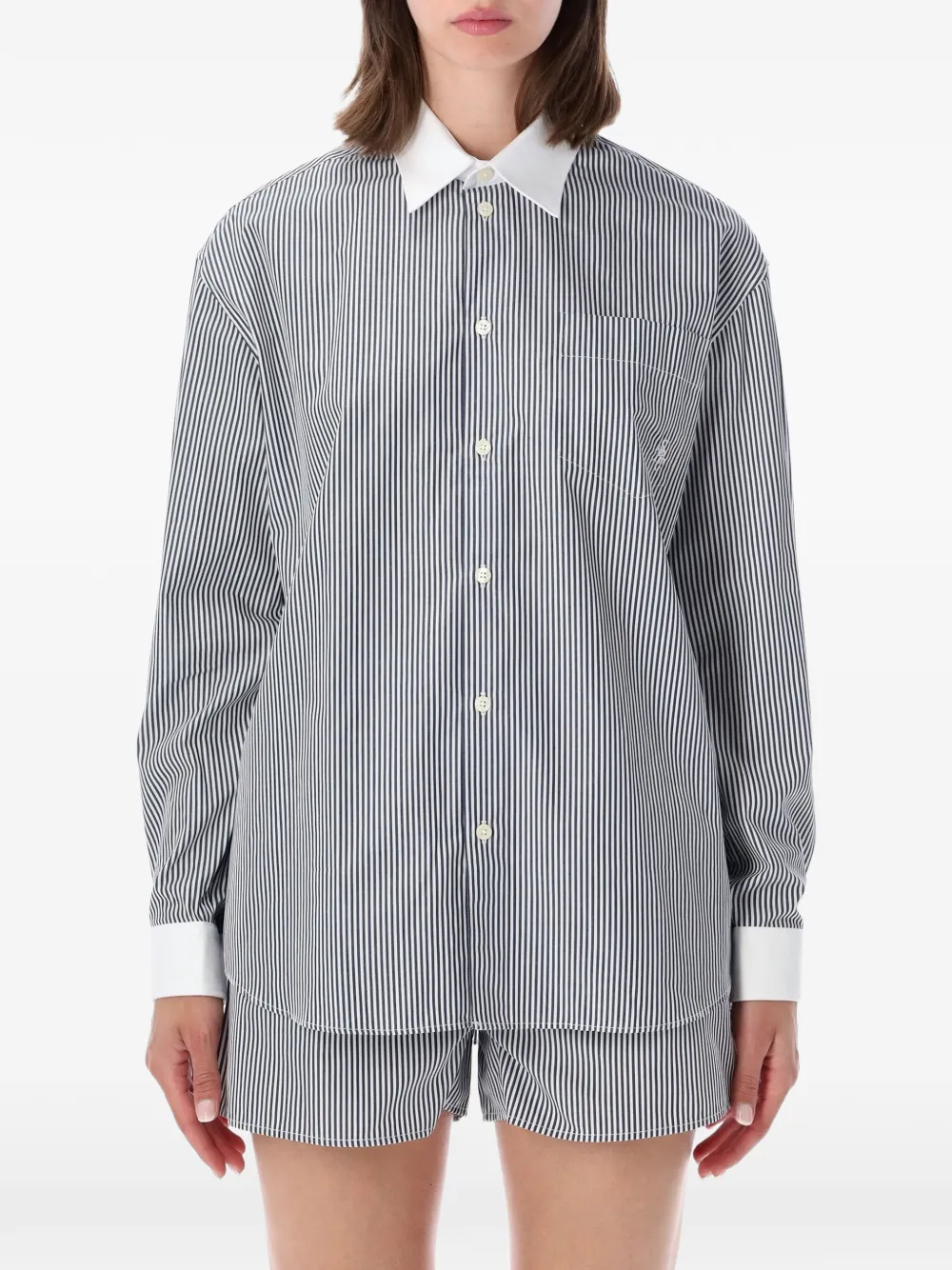 Sporty & Rich vertical-stripe long-sleeve shirt - Blau
