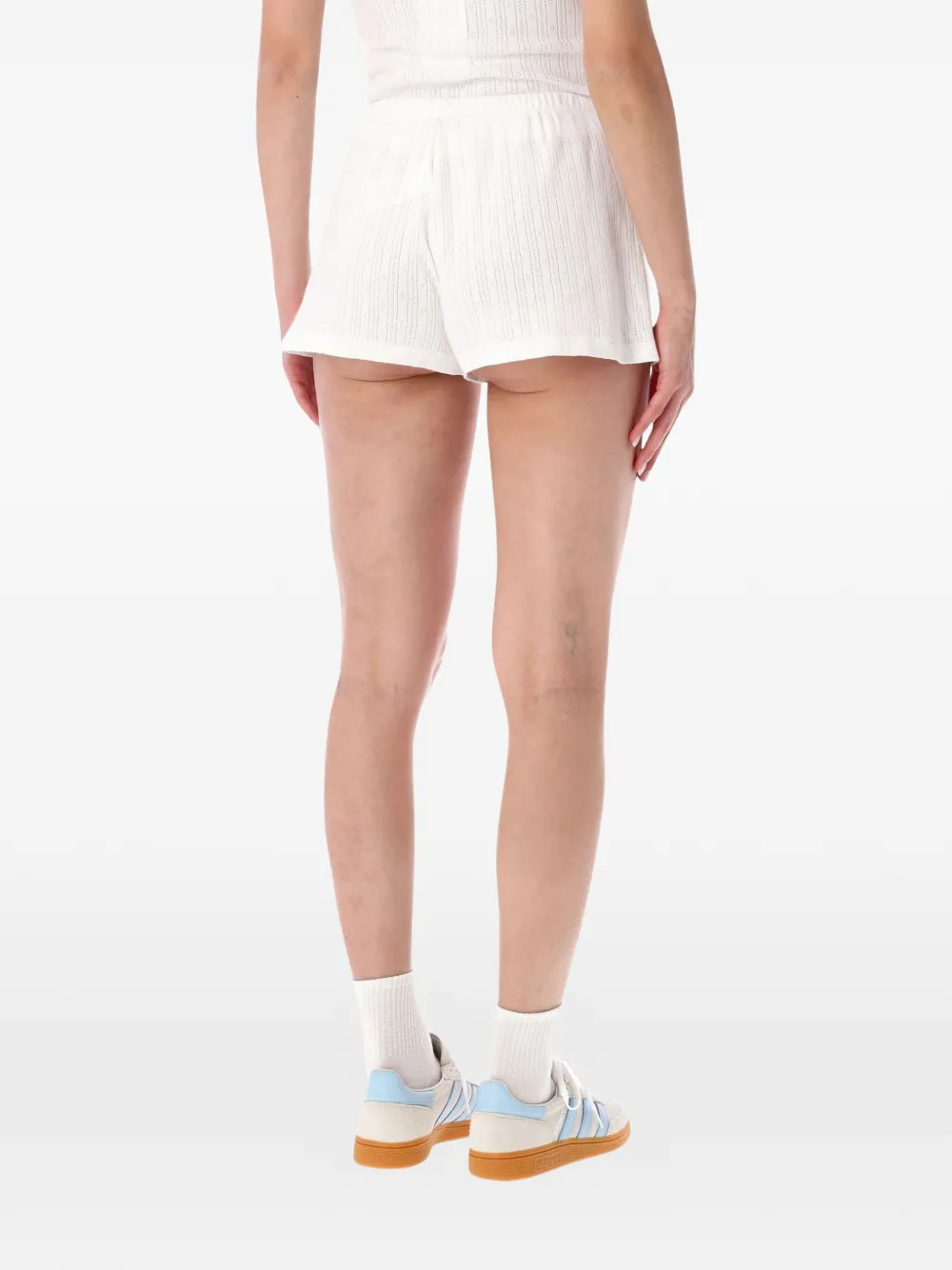 Sporty & Rich Gebreide shorts met logopatch Wit