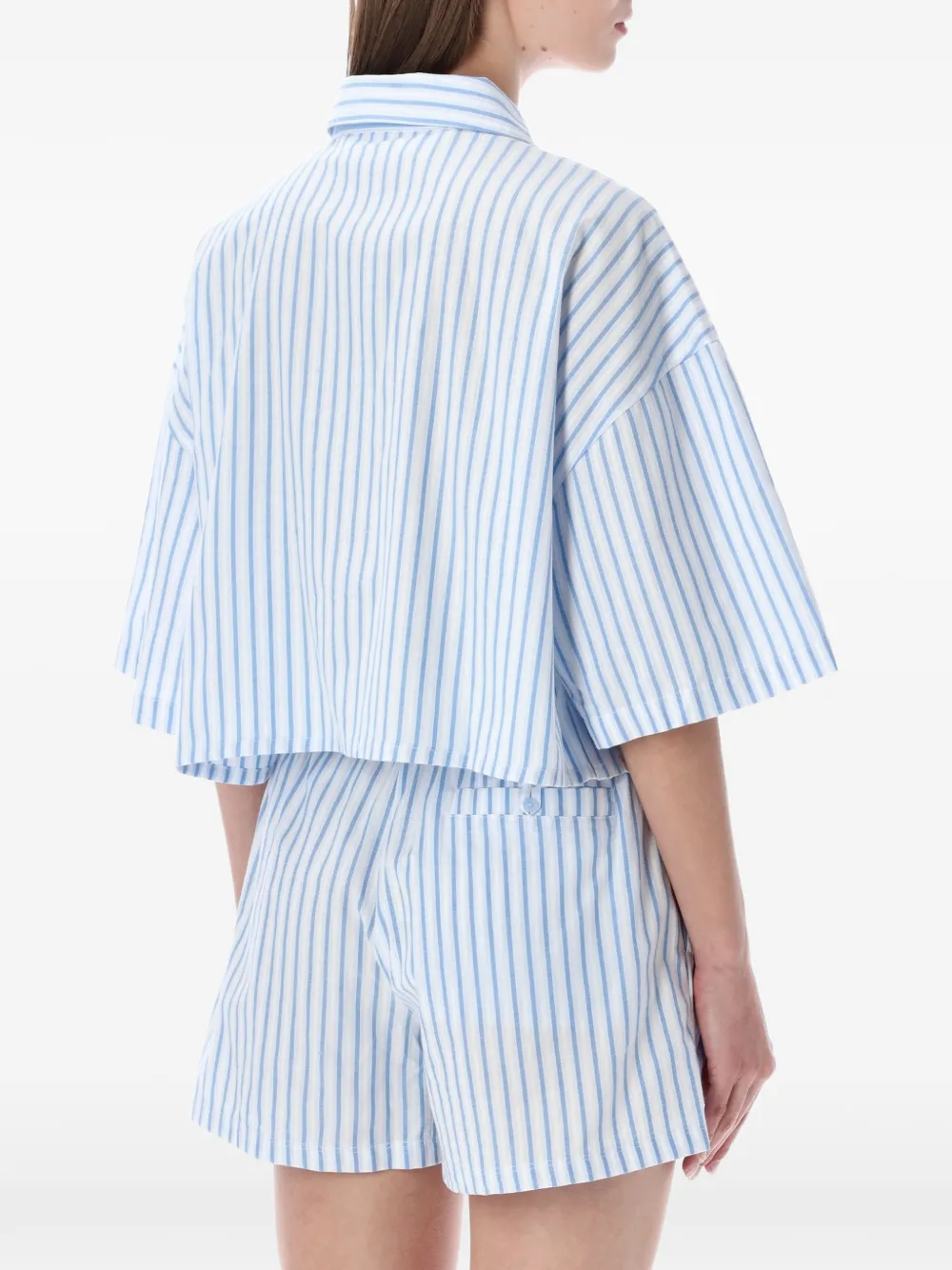 Nike Chill Popeline cropped blouse met strepen Blauw