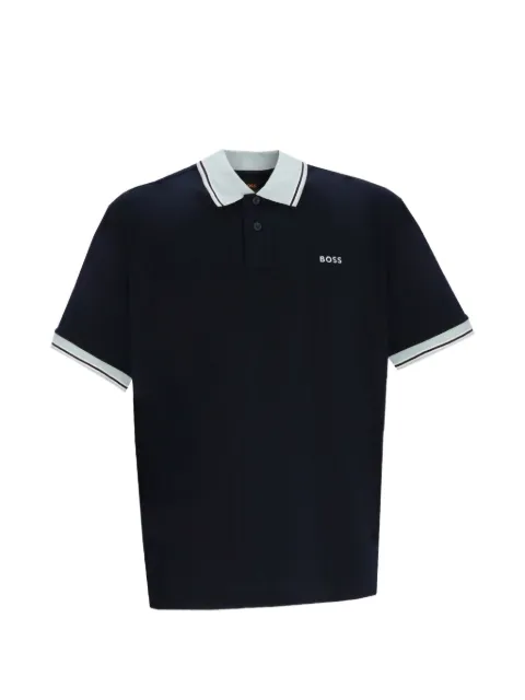 BOSS cotton-jersey polo shirt with stripe trims