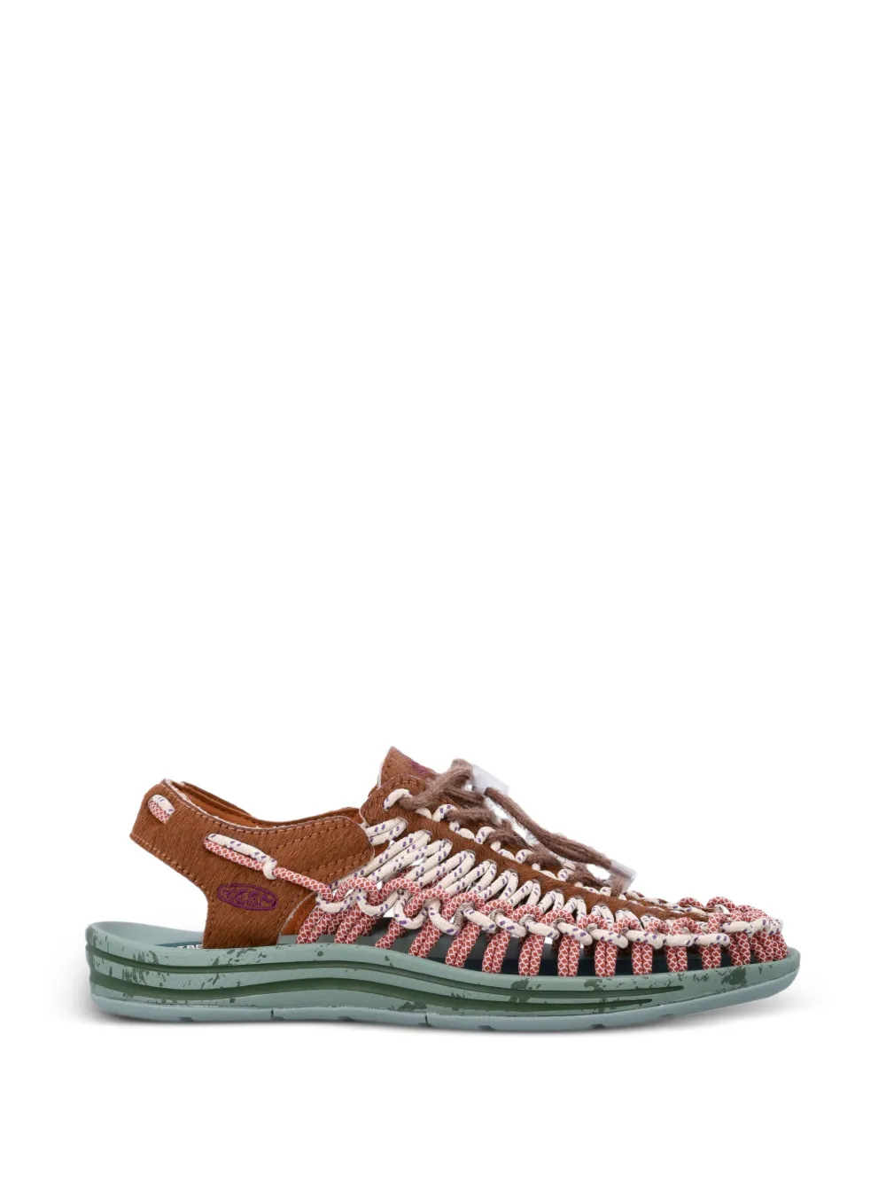 KEEN FOOTWEAR Uneek woven-drawstring leather sandals - Marrone