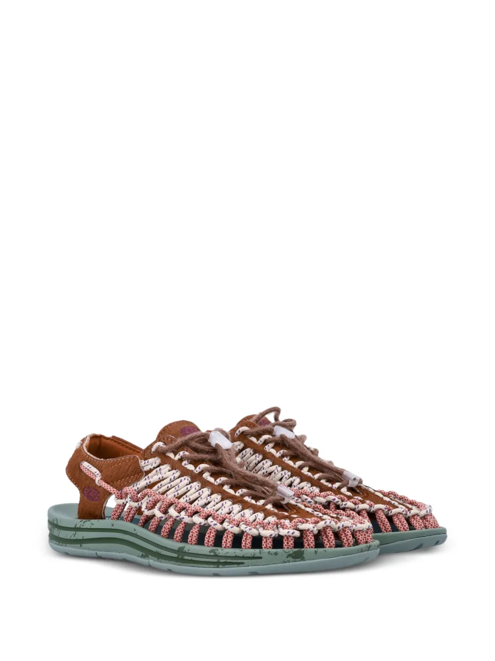 KEEN FOOTWEAR Uneek woven-drawstring leather sandals Bruin