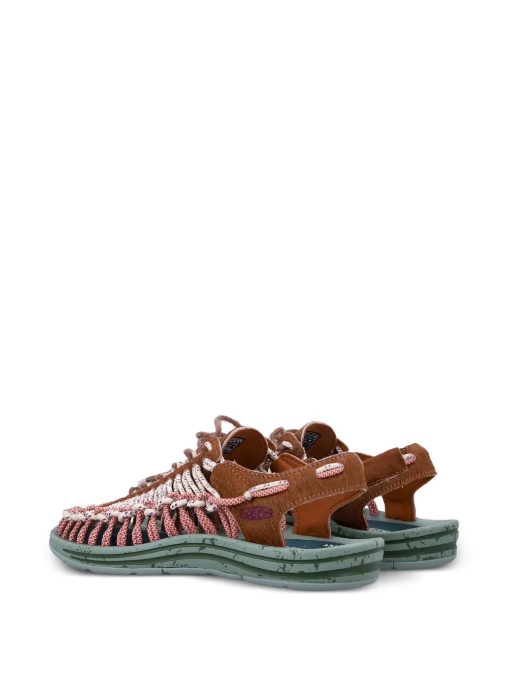 KEEN FOOTWEAR Uneek woven-drawstring leather sandals Bruin