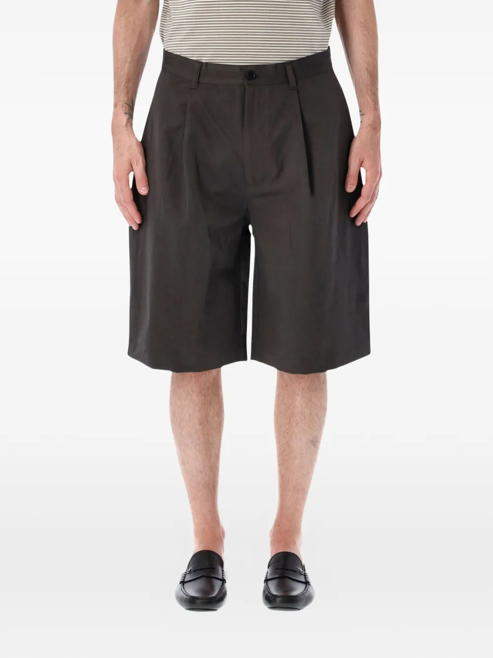 Still by Hand pleated wide-leg shorts - Grigio